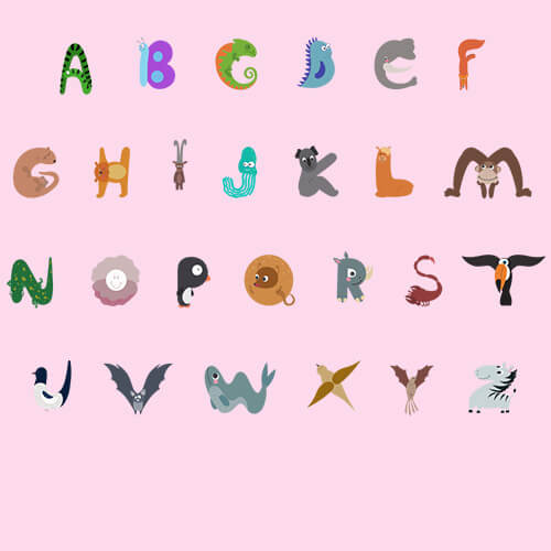 Αλφάβητο με γράμματα από ζωάκια