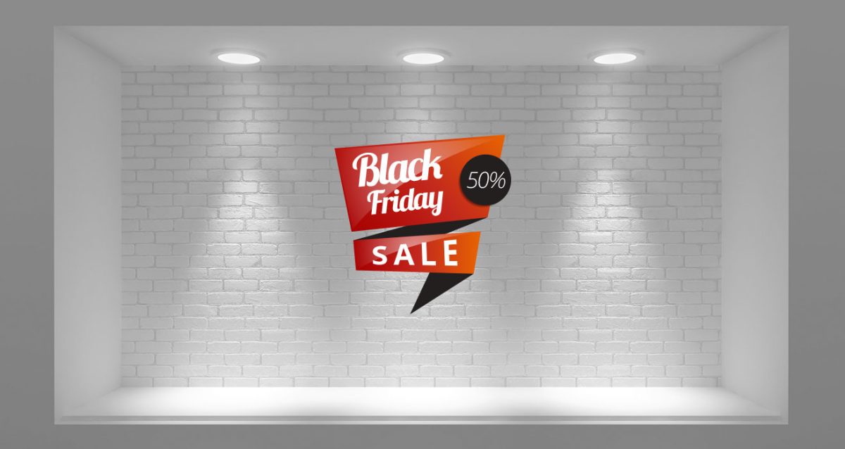 Αυτοκόλλητο Βιτρίνας Καταστημάτων - Black Friday Κορδέλα Με Ποσοστό — εικόνα 1 από 5