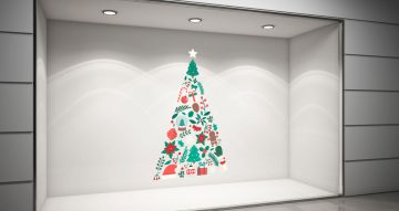 Αυτοκόλλητα καταστημάτων - Χριστουγεννιάτικο δέντρο απο διάφορα στολίδια
