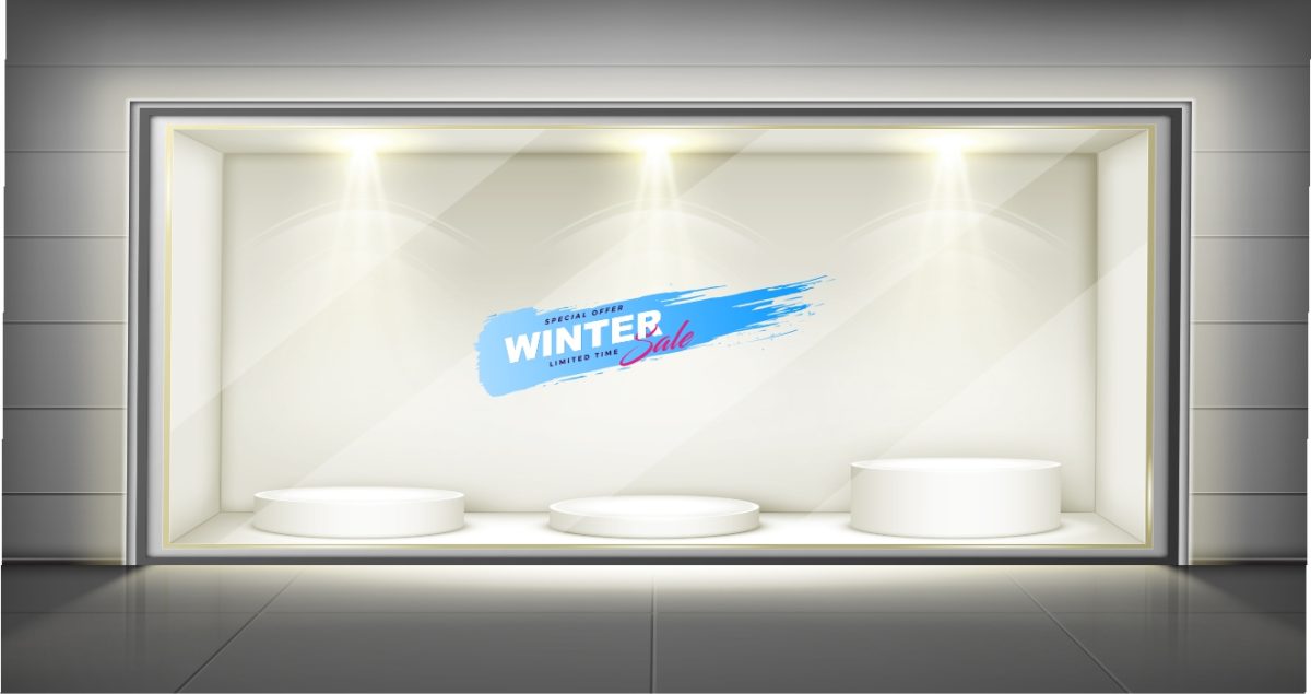 "Winter Sales Brush" - Αυτοκόλλητο Βιτρίνας σε Μπλε Χρώμα Βούρτσας ❄️🎨 — εικόνα 1 από 4