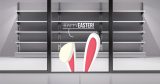 Πασχαλινό Αυτοκόλλητο Βιτρίνας "Happy Easter" με Αυτιά Λαγού 🐰🎉 — εικόνα 1 από 4
