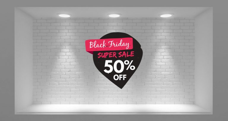 Black Friday - Black Friday Προσφορές Pin με δικό σας ποσοστό – Αυτοκόλλητο Βιτρίνας — εικόνα 1 από 4