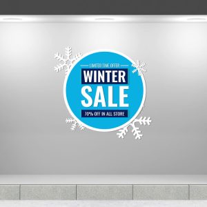 Αυτοκόλλητα καταστημάτων - "Winter Sales Blue Frame" - Κυκλικό Πλαίσιο με Νιφάδες για Χειμερινές Εκπτώσεις ❄️🔵 — εικόνα 1 από 4