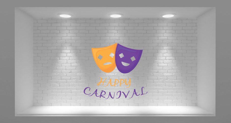 Αποκριάτικα (Halloween) - Μάσκες ( Χαρούμενη και λυπημένη ) με την έκφραση "Happy Carnival"