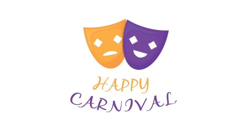 Αποκριάτικα (Halloween) - Μάσκες ( Χαρούμενη και λυπημένη ) με την έκφραση "Happy Carnival"