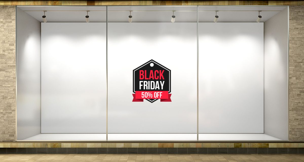 Αυτοκόλλητο Βιτρίνας Καταστημάτων - Black Friday ετικέτα με δικό σας ποσοστό — εικόνα 1 από 4