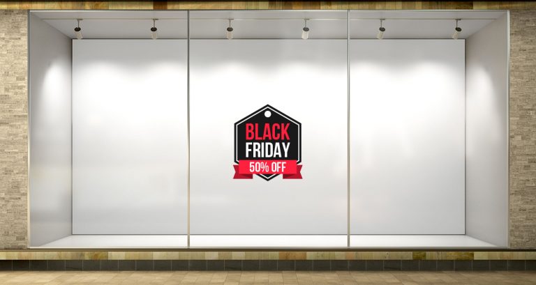 Black Friday - Black Friday ετικέτα με δικό σας ποσοστό – Αυτοκόλλητο Βιτρίνας — εικόνα 1 από 4