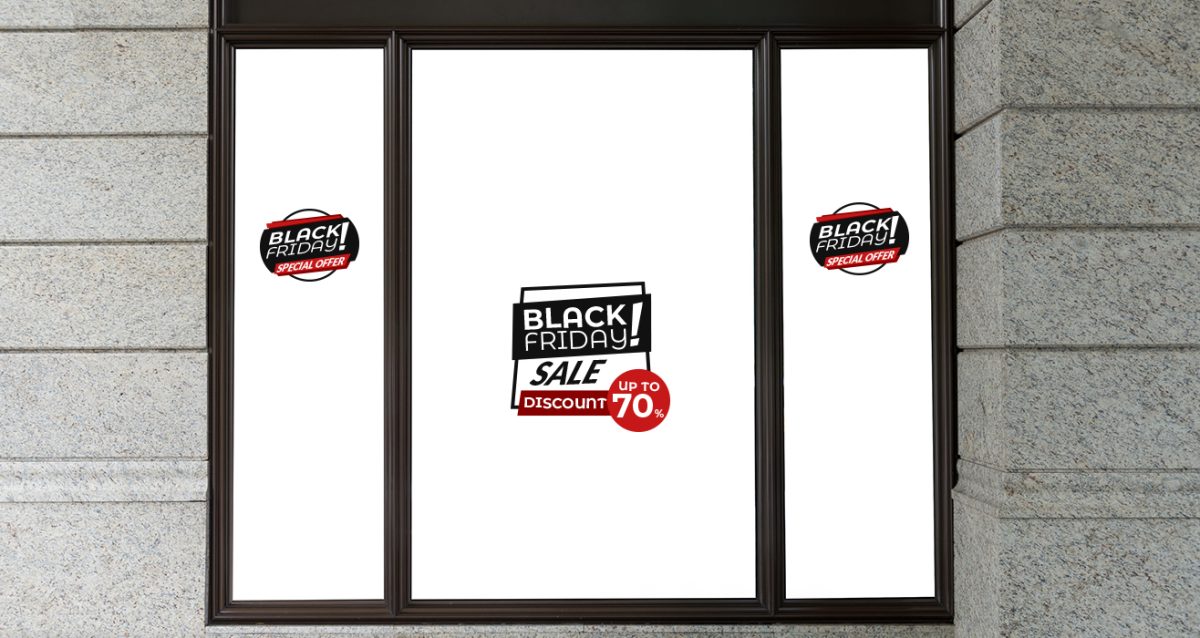 Αυτοκόλλητο Βιτρίνας Καταστημάτων - Σετ Black Friday Special Offer & Discount με δικό σας ποσοστό — εικόνα 1 από 5