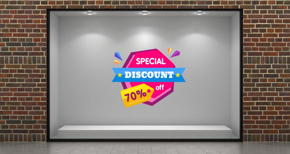 Αυτοκόλλητα καταστημάτων - Καλοκαιρινές προσφορές - Special Discount με δικό σας ποσοστό