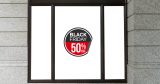 Black Friday - Black Friday Προσφορές Με Διπλωμένη Άκρη & Δικό Σας Ποσοστό – Αυτοκόλλητο Βιτρίνας — εικόνα 1 από 4