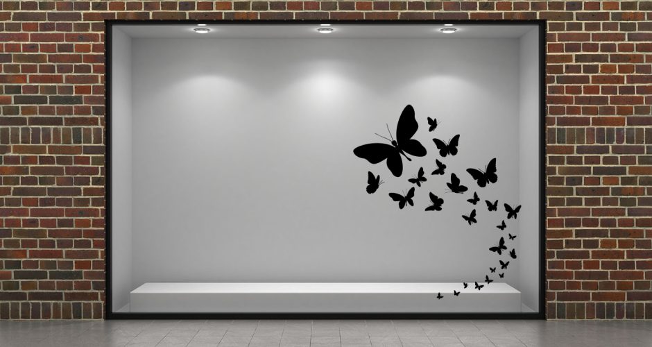 Ανοιξιάτικη βιτρίνα - Ανοιξιάτικη/Καλοκαιρινή βιτρίνα με μονόχρωμες πεταλούδες
