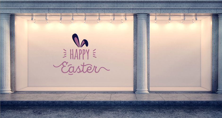 Αυτοκόλλητα καταστημάτων - "Happy Easter" με αυτιά