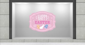 Αυτοκόλλητα καταστημάτων - Στάμπα "Happy Easter" σε παστέλ χρώματα