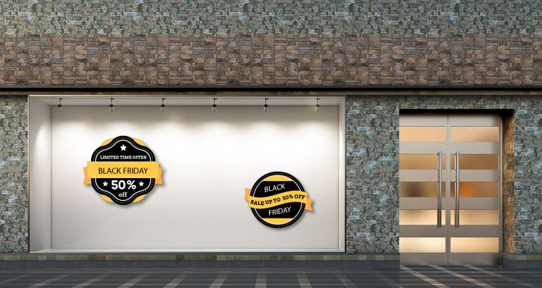 Black Friday - Black Friday Black & Yellow με δικό σας ποσοστό – Αυτοκόλλητο Βιτρίνας — εικόνα 1 από 5