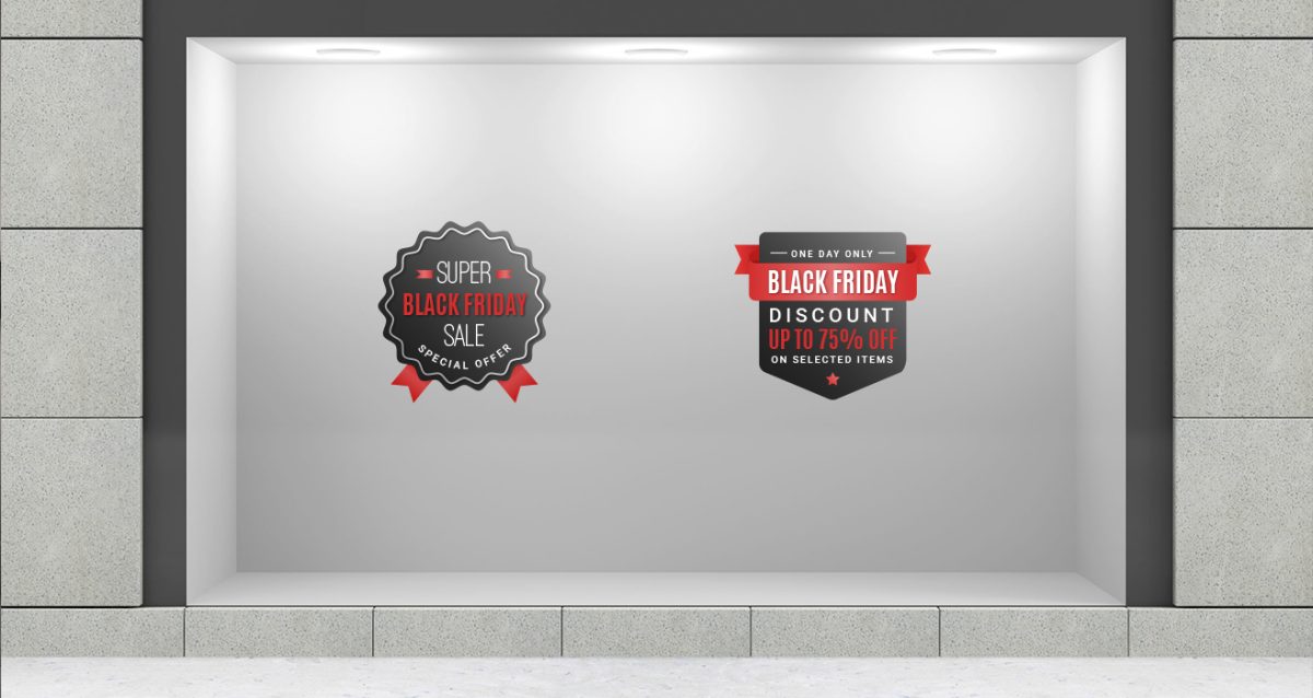 Αυτοκόλλητο Βιτρίνας Καταστημάτων - Black Friday Retro με δικό σας ποσοστό — εικόνα 2 από 5