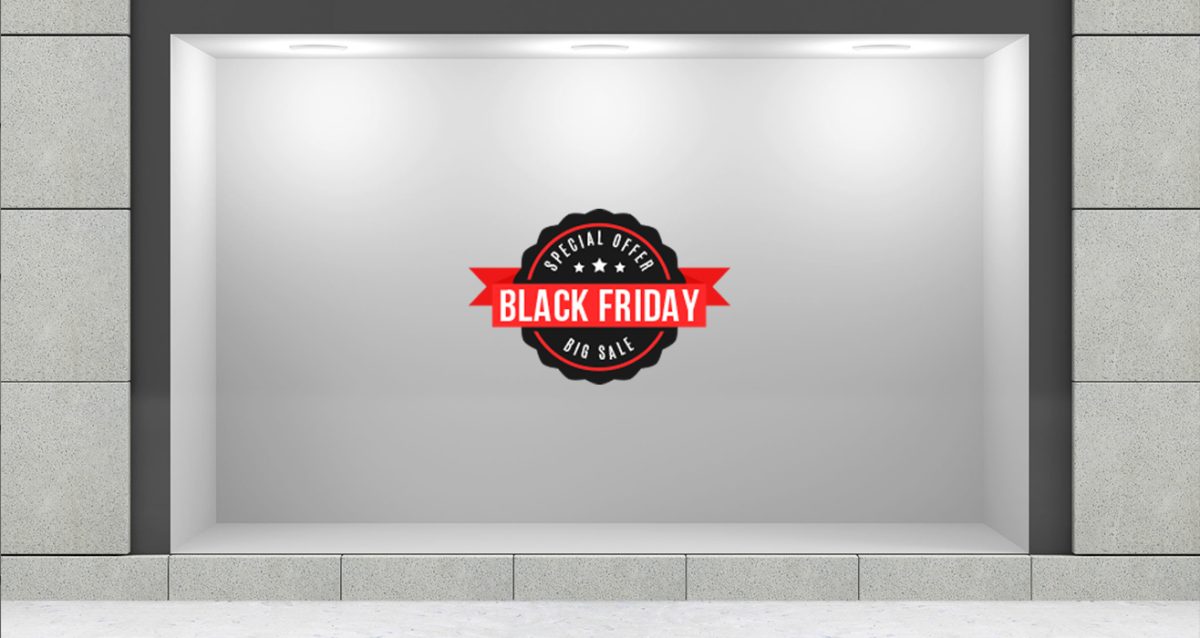 Αυτοκόλλητο Βιτρίνας Καταστημάτων - Black Friday Προσφορές με κόκκινη κορδέλα — εικόνα 3 από 4