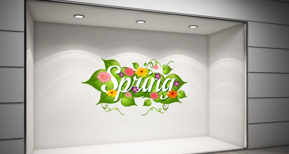 Ανοιξιάτικη βιτρίνα - Λογότυπο "Spring" με διακόσμηση