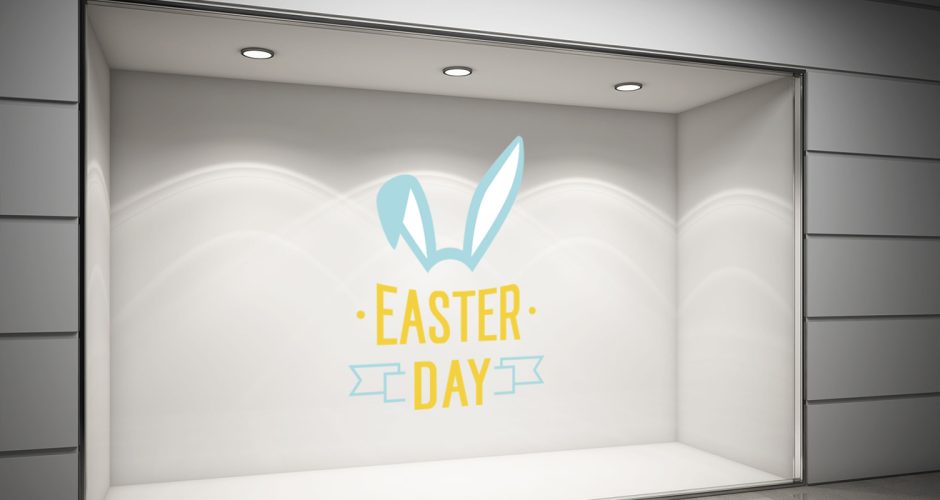 Αυτοκόλλητα καταστημάτων - "Easter Day" με αυτιά λαγού