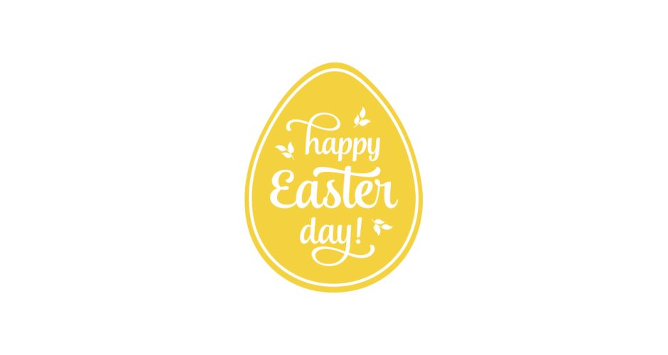 Αυτοκόλλητα καταστημάτων - "Happy Easter Day" μέσα σε κίτρινο πασχαλινό αυγό