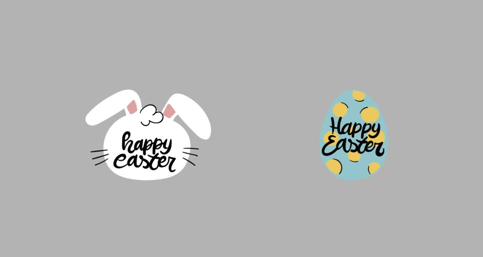 Αυτοκόλλητα καταστημάτων - Λαγός και πασχαλινό αυγό με "Happy Easter"