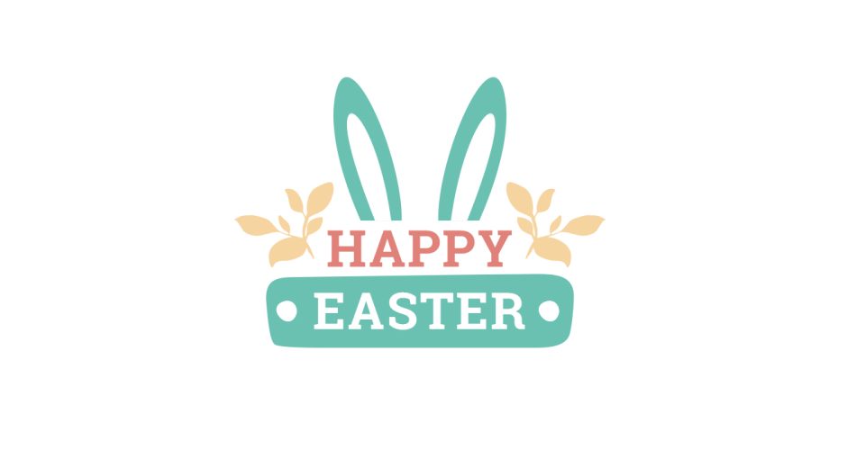 Αυτοκόλλητα καταστημάτων - "Happy Easter" με αυτιά λαγού και κορδέλα