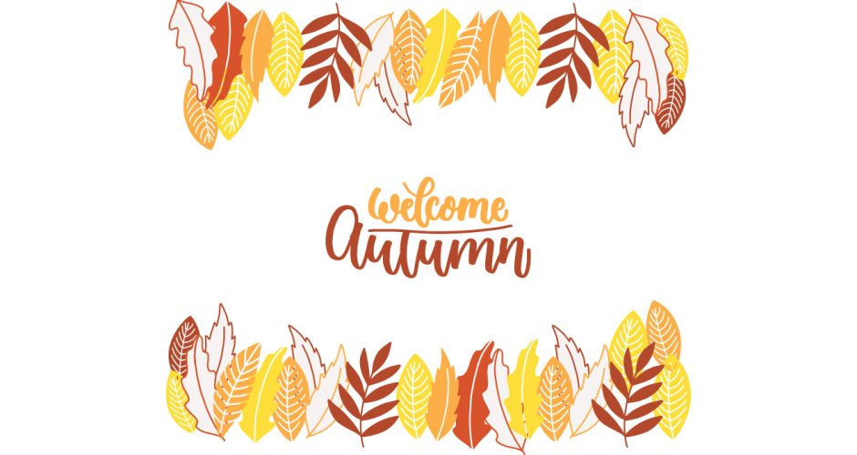Αυτοκόλλητα καταστημάτων - Φθινοπωρινά φύλλα με κείμενο "welcome autumn"