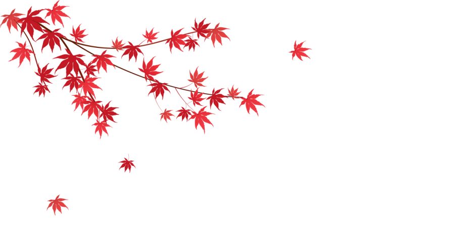 Αυτοκόλλητα καταστημάτων - Φθινοπωρινά κόκκινα φύλλα με κλαδιά