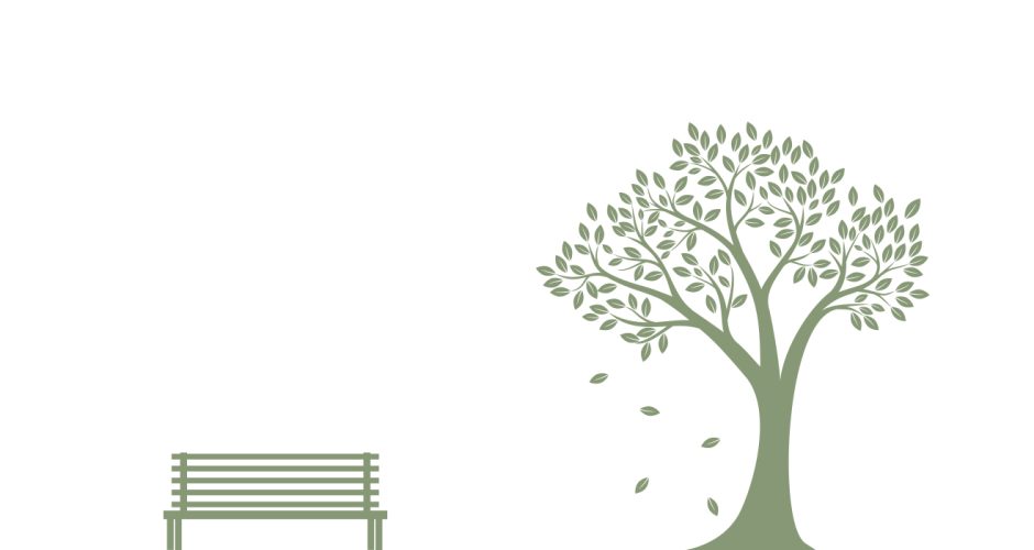 Αυτοκόλλητα καταστημάτων - Φθινοπωρινό δέντρο και παγκάκι