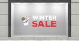 Αυτοκόλλητα καταστημάτων - "Winter Sale & Snowman" - Αυτοκόλλητο Βιτρίνας με Χιονισμένα Γράμματα και Χιονάνθρωπο ☃️❄️ — εικόνα 1 από 4