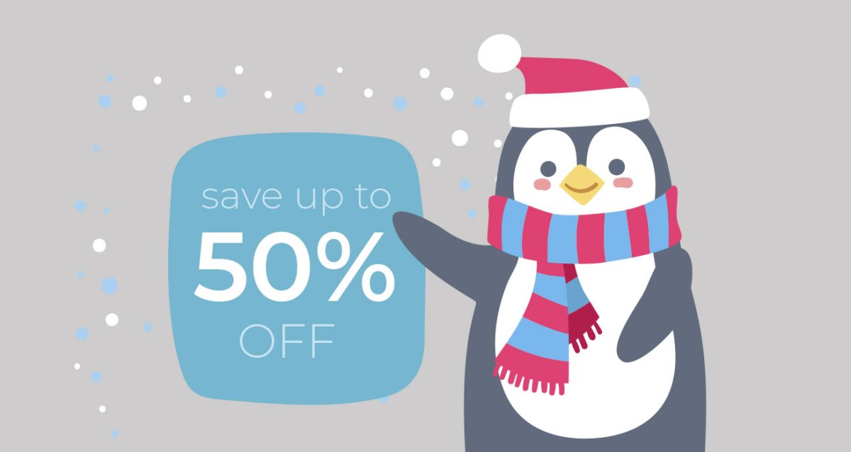"Winter Sales Penguin" - Αυτοκόλλητο Βιτρίνας με Χαρούμενο Πιγκουίνο ❄️🐧 — εικόνα 4 από 4