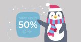 "Winter Sales Penguin" - Αυτοκόλλητο Βιτρίνας με Χαρούμενο Πιγκουίνο ❄️🐧 — εικόνα 4 από 4
