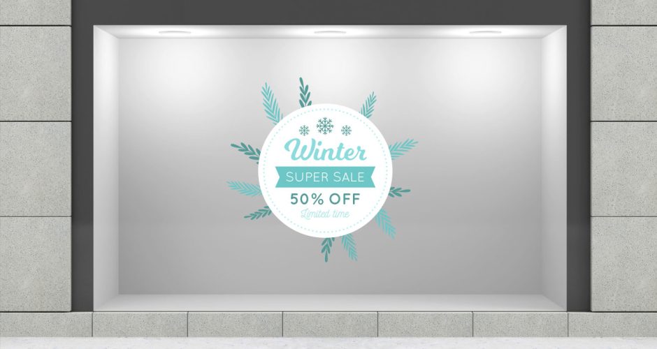 Αυτοκόλλητα καταστημάτων - Winter super sales for limited time