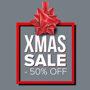 Αυτοκόλλητα καταστημάτων - Xmas sale σε κόκκινο πλαίσιο — εικόνα 1 από 3