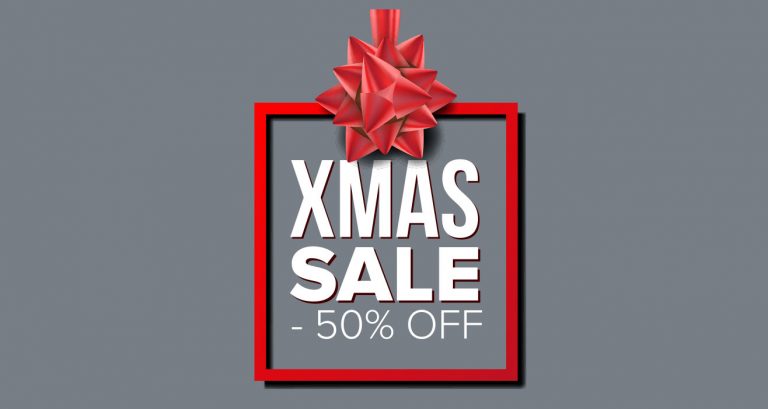 Αυτοκόλλητα καταστημάτων - Xmas sale σε κόκκινο πλαίσιο — εικόνα 1 από 3