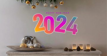 Αυτοκόλλητα Τοίχου - Πολύχρωμο Happy New Year 2024