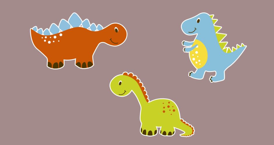 Αυτοκόλλητα Τοίχου - Χρωματιστοί μικροί δεινόσαυροι