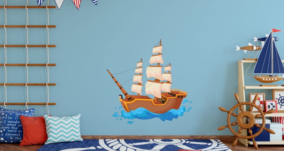 Selected products - Παιδικό αυτοκόλλητο τοίχου - πειρατικό καράβι σε κύματα