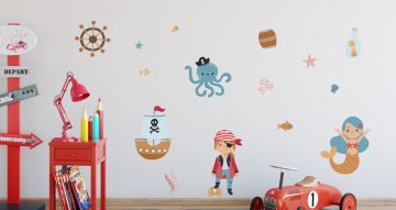 Αυτοκόλλητα Τοίχου - Παιδικό αυτοκόλλητο τοίχου με σύνθεση από θαλάσσια ζωή