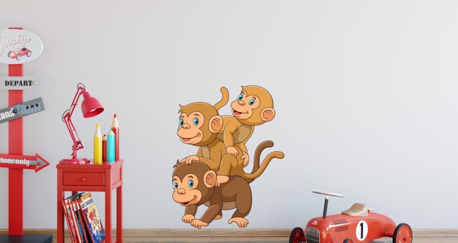 Αυτοκόλλητα Τοίχου - Χαρούμενα μαϊμουδάκια
