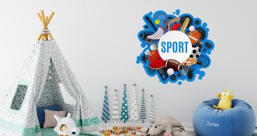 Αυτοκόλλητα Τοίχου - Στάμπα "Sport" με διάφορα αθλητικά αντικείμενα