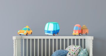 Αυτοκόλλητα Τοίχου - Σύνθεση με καρτουνίστικα οχήματα