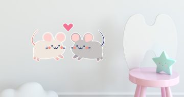 Αυτοκόλλητα Τοίχου - 2 χαρούμενα ποντικάκια