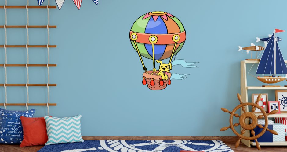 Αυτοκόλλητα Τοίχου - Πολύχρωμο καρτουνίστικο αερόστατο