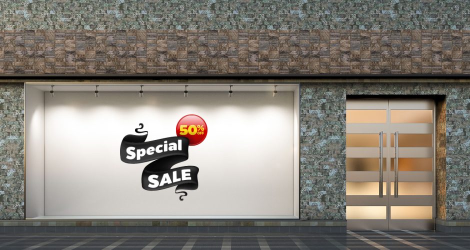 Αυτοκόλλητα καταστημάτων - "Special Sale" σε μαύρη κορδέλα