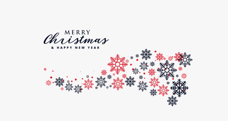 Αυτοκόλλητα Τοίχου - Merry Christmas and a Happy New Year με όμορφες χιονονιφάδες