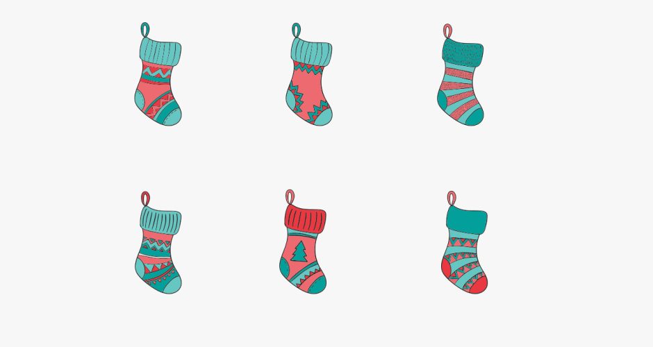 Αυτοκόλλητα Τοίχου - Πολύχρωμες Χριστουγεννιάτικες Κάλτσες