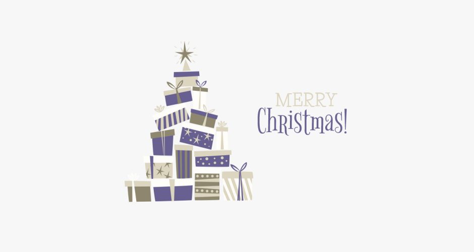 Αυτοκόλλητα Τοίχου - Χριστουγεννιάτικο Δέντρο απο δώρα και Merry Christmas