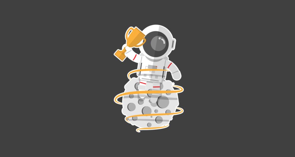 Αυτοκόλλητα Τοίχου - Αστροναύτης που κρατάει κύπελλο
