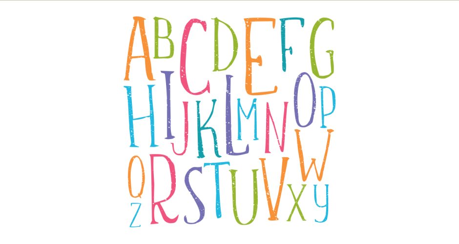 Αλφάβητα - Πολύχρωμο αλφάβητο με γράμματα σε διάφορα μεγέθη