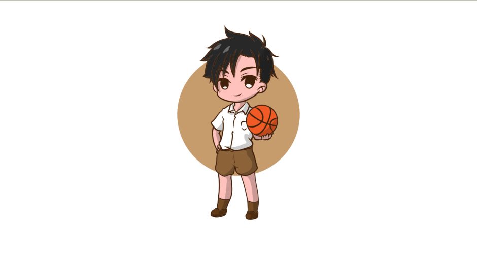 Άνθρωποι & φιγούρες - Παιδί με μπάλα μπάσκετ σε καρτουνίστικο στυλ
